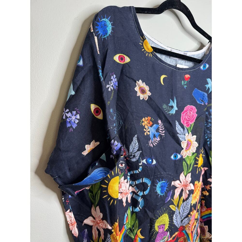 Tina Stephen’s Italy NWT Ethel Paradise 100% Linen Tunic Shirt One Size - Picture 4 of 9